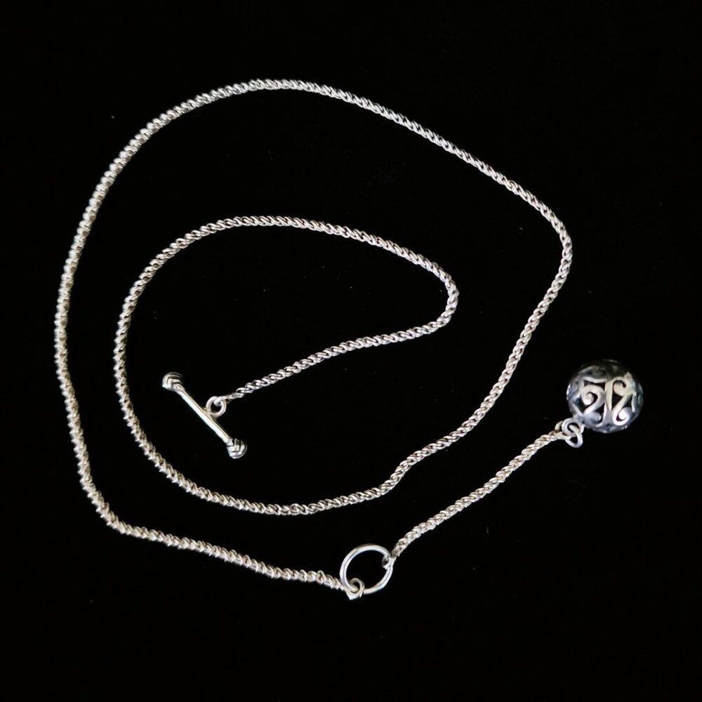 Vintage Silpada Sterling Silver Delight Filigree Ball Drop Lariat Necklace - Picture 3 of 7